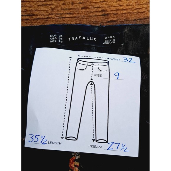 Zara Trafaluc Floral Mid Rise Ankle Zip Stretch Trouser Skinny Pants, Small 6 - Picture 8 of 9
